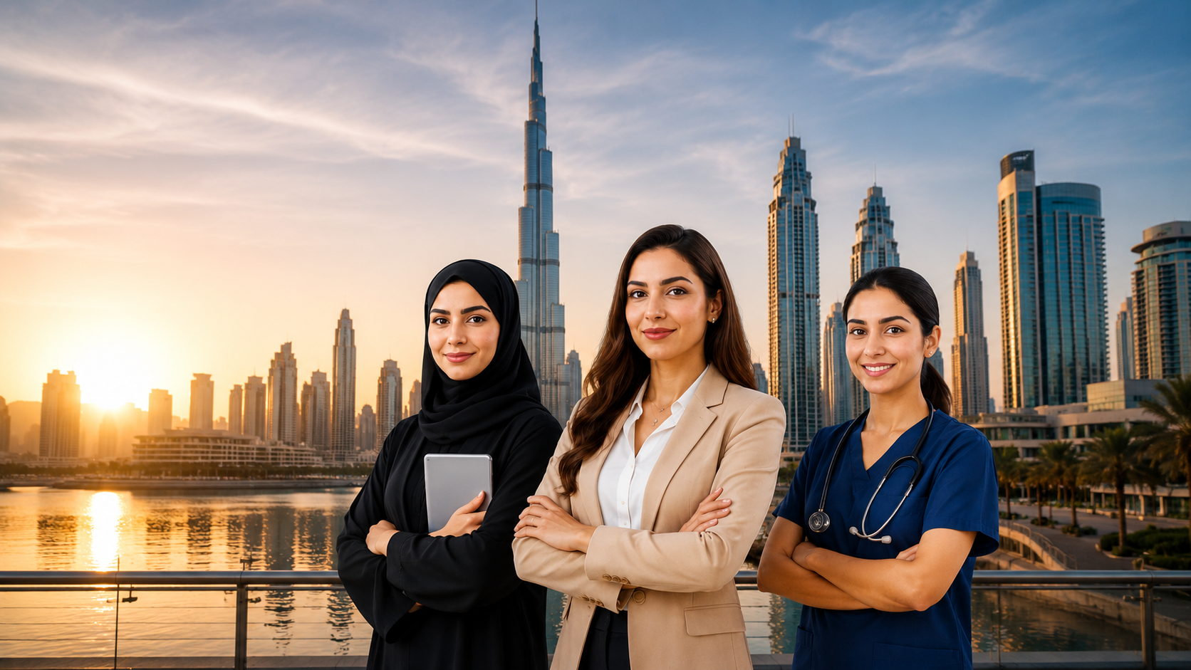 Dubai jobs for females 2026 — professional woman in business attire in a modern Dubai office